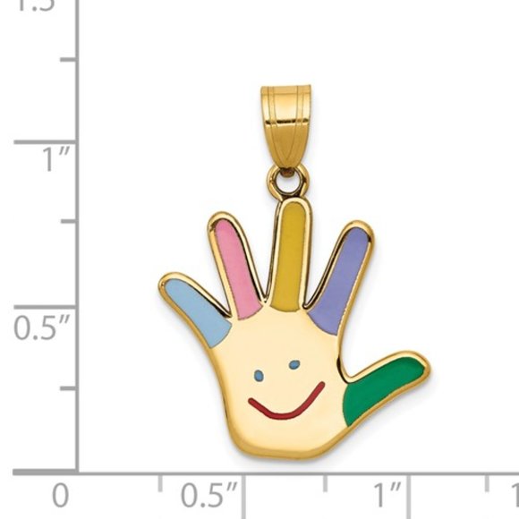 14k Yellow Gold Autism Handprint Necklace Charm Pendant enameled Various Designs - Picture 6 of 6